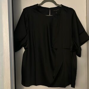 Banana Republic Factory Black Draped Neck S/S Blouse XL NWT